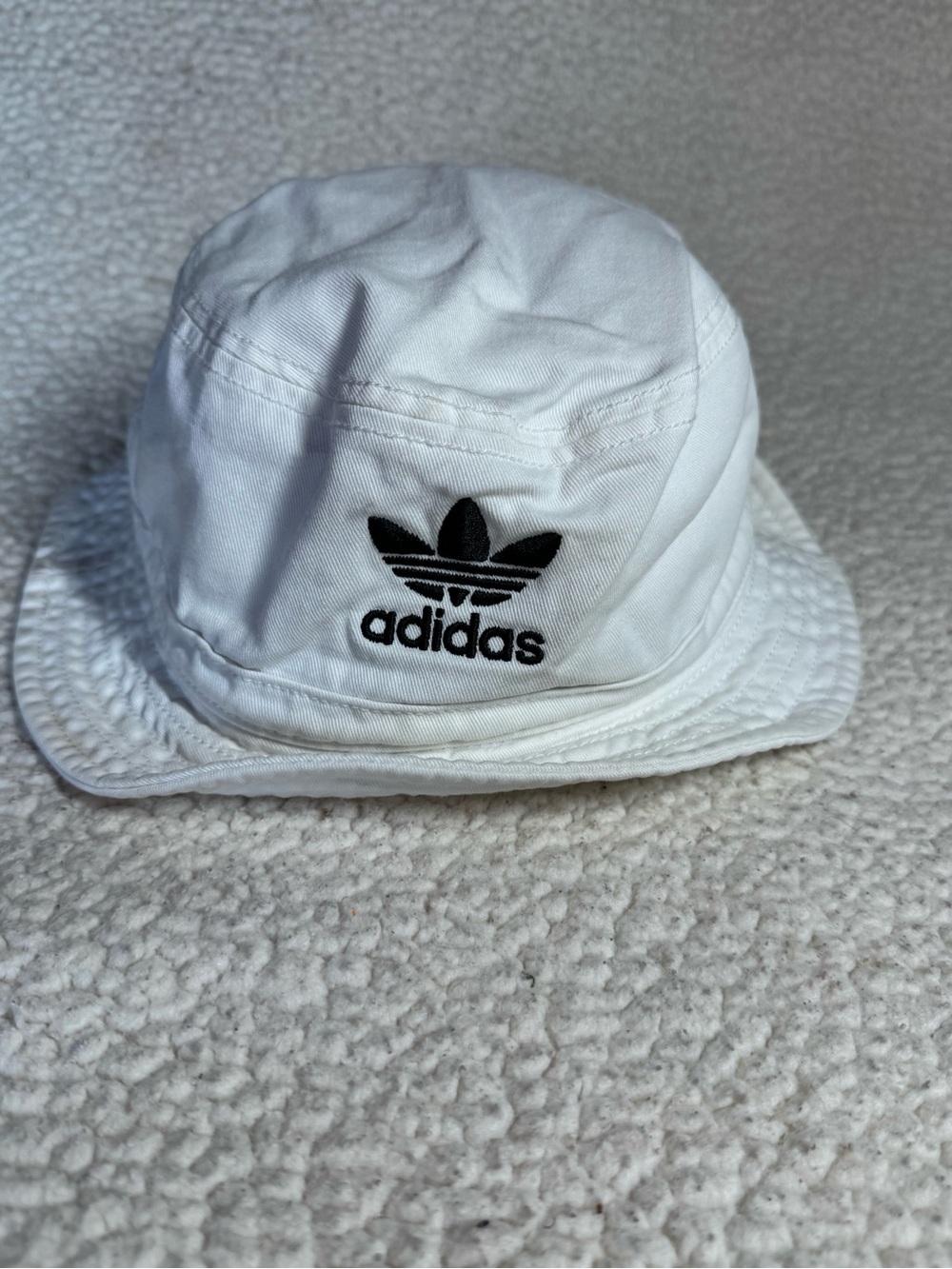 adidas White Bucket Hat with Black Trefoil Logo